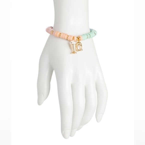 Only 1 Left Coach New Signature C Milkshake Charm Mixed Bead Stretch Bracelet - Picture 2 of 2